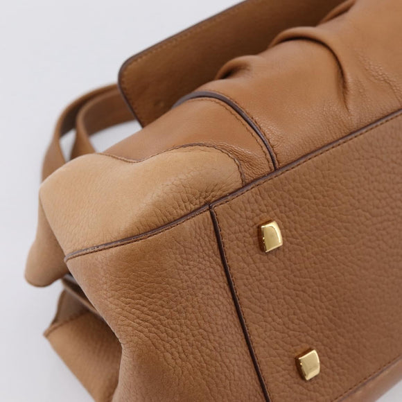 CARTIER La Donya Chain Shoulder Bag Leather Brown Gold Tone Auth am12491V