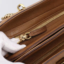 CARTIER La Donya Chain Shoulder Bag Leather Brown Gold Tone Auth am12491V-12