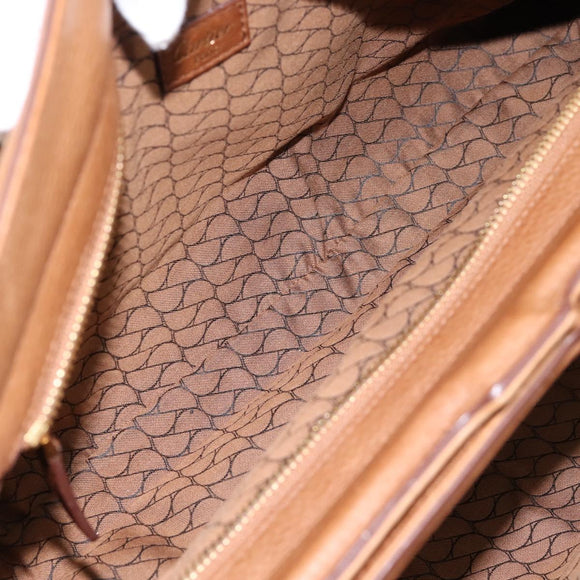CARTIER La Donya Chain Shoulder Bag Leather Brown Gold Tone Auth am12491V
