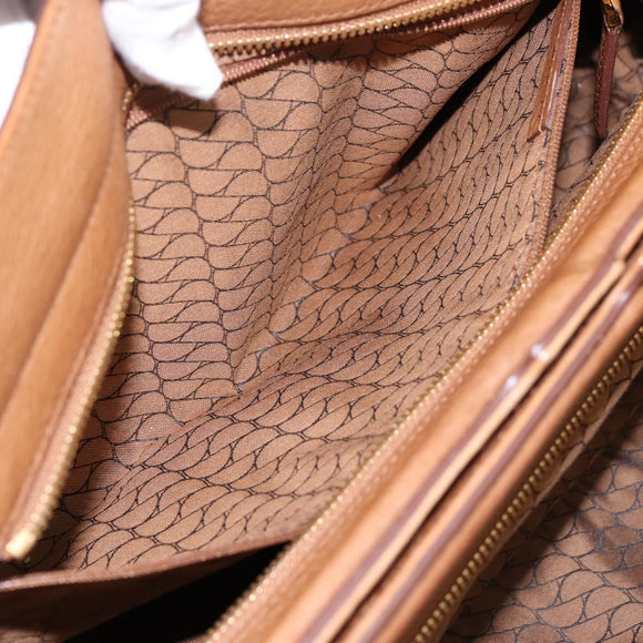 CARTIER La Donya Chain Shoulder Bag Leather Brown Gold Tone Auth am12491V