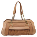 CARTIER La Donya Chain Shoulder Bag Leather Brown Gold Tone Auth am12491V-2