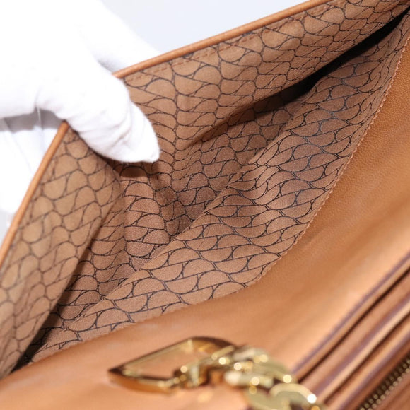CARTIER La Donya Chain Shoulder Bag Leather Brown Gold Tone Auth am12491V