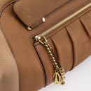 CARTIER La Donya Chain Shoulder Bag Leather Brown Gold Tone Auth am12491V-22