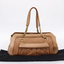 CARTIER La Donya Chain Shoulder Bag Leather Brown Gold Tone Auth am12491V-26