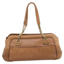 CARTIER La Donya Chain Shoulder Bag Leather Brown Gold Tone Auth am12491V-3