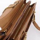 CARTIER La Donya Chain Shoulder Bag Leather Brown Gold Tone Auth am12491V-6