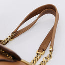 CARTIER La Donya Chain Shoulder Bag Leather Brown Gold Tone Auth am12491V-8