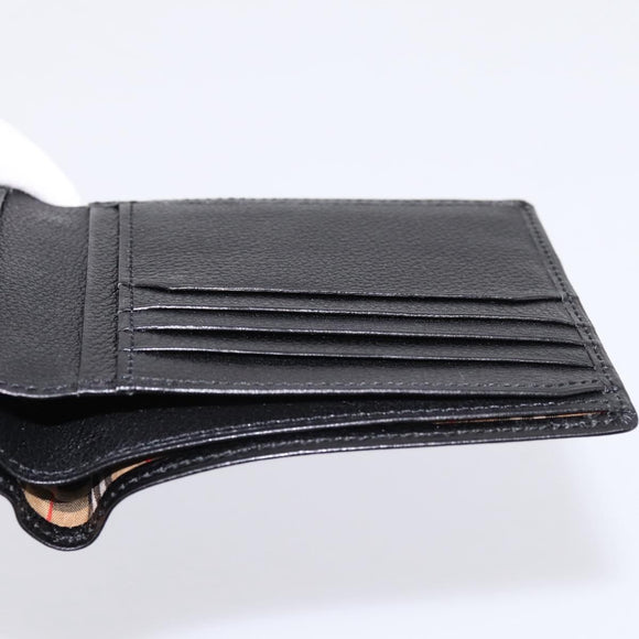 BURBERRY Nova Check Wallet Leather Black Auth am12497V