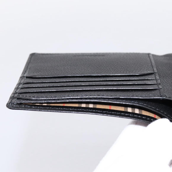 BURBERRY Nova Check Wallet Leather Black Auth am12497V