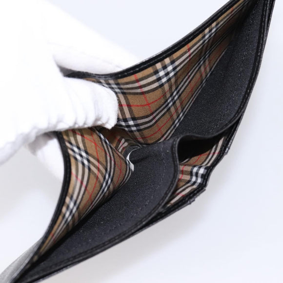 BURBERRY Nova Check Wallet Leather Black Auth am12497V