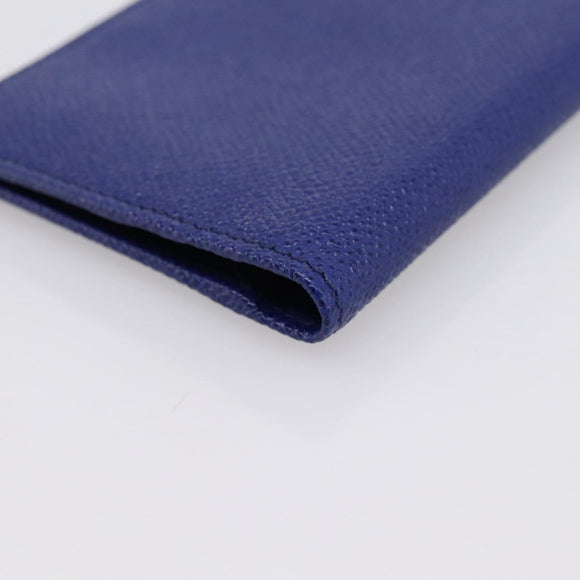 BVLGARI Card Case Leather Blue Silver Auth am12504V
