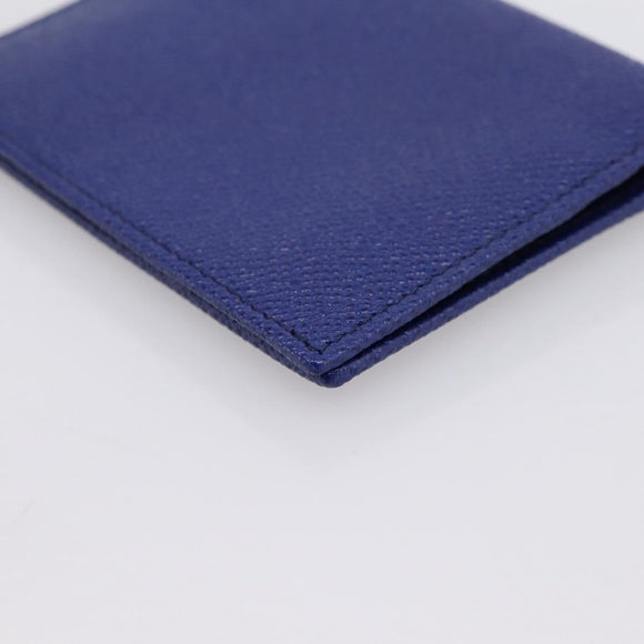 BVLGARI Card Case Leather Blue Silver Auth am12504V