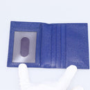 BVLGARI Card Case Leather Blue Silver Auth am12504V-8