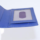 BVLGARI Card Case Leather Blue Silver Auth am12504V-18
