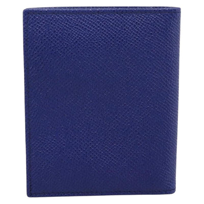 BVLGARI Card Case Leather Blue Silver Auth am12504V - 0