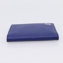 BVLGARI Card Case Leather Blue Silver Auth am12504V-4
