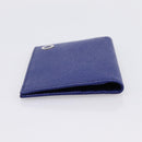 BVLGARI Card Case Leather Blue Silver Auth am12504V-5