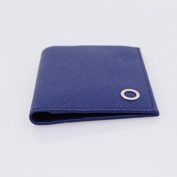 BVLGARI Card Case Leather Blue Silver Auth am12504V