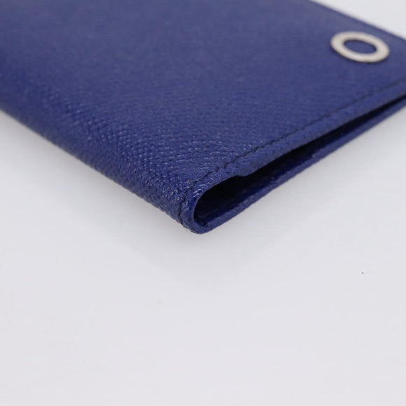 BVLGARI Card Case Leather Blue Silver Auth am12504V