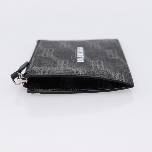 BALENCIAGA Fragment Case PVC Leather Black Silver 640535 Auth am12506M