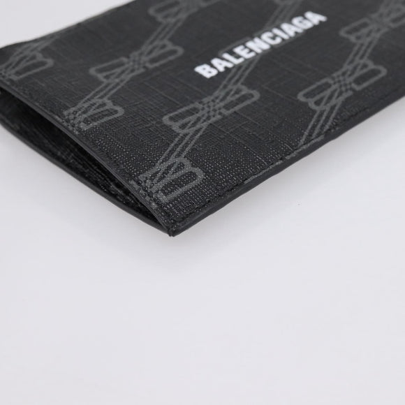 BALENCIAGA Fragment Case PVC Leather Black Silver 640535 Auth am12506M