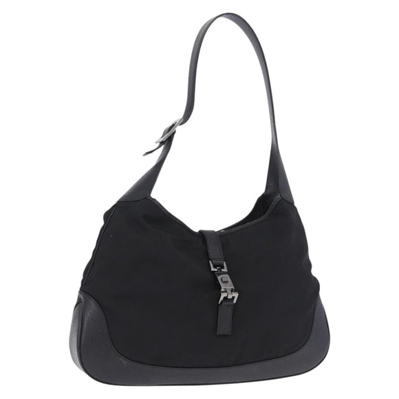 GUCCI Jackie Shoulder Bag Nylon Black Silver 001 3346 Auth am12516V