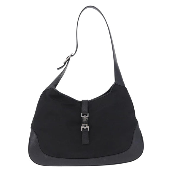 GUCCI Jackie Shoulder Bag Nylon Black Silver 001 3346 Auth am12516V