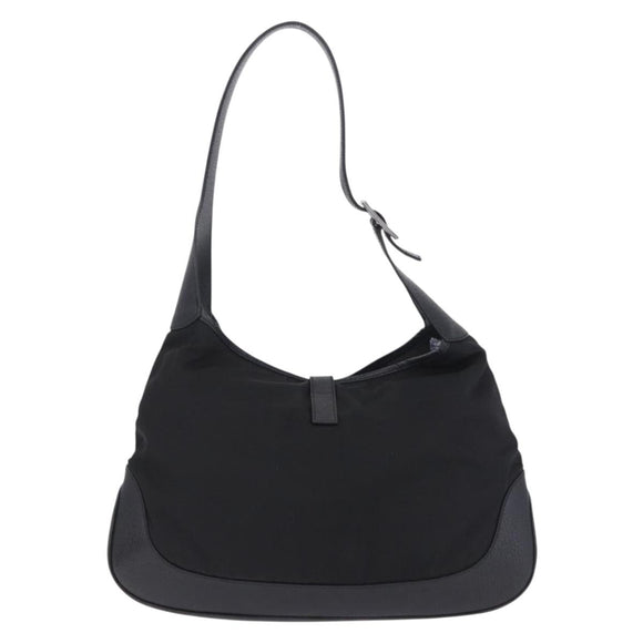GUCCI Jackie Shoulder Bag Nylon Black Silver 001 3346 Auth am12516V