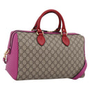 GUCCI GG Supreme Mini Boston Bag PVC 2way Beige Gold 409527 Auth am12519M-1