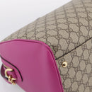 GUCCI GG Supreme Mini Boston Bag PVC 2way Beige Gold 409527 Auth am12519M-15
