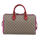 GUCCI GG Supreme Mini Boston Bag PVC 2way Beige Gold 409527 Auth am12519M-2