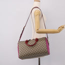 GUCCI GG Supreme Mini Boston Bag PVC 2way Beige Gold 409527 Auth am12519M-24