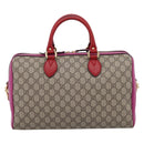 GUCCI GG Supreme Mini Boston Bag PVC 2way Beige Gold 409527 Auth am12519M-3