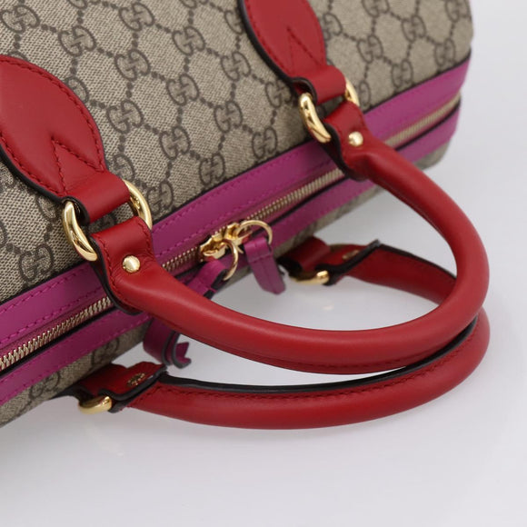 GUCCI GG Supreme Mini Boston Bag PVC 2way Beige Gold 409527 Auth am12519M