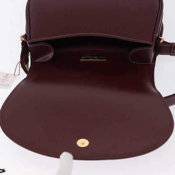 CARTIER Must Line Shoulder Bag Leather Bordeaux Gold Auth am12521V