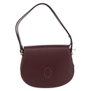CARTIER Must Line Shoulder Bag Leather Bordeaux Gold Auth am12521V-2