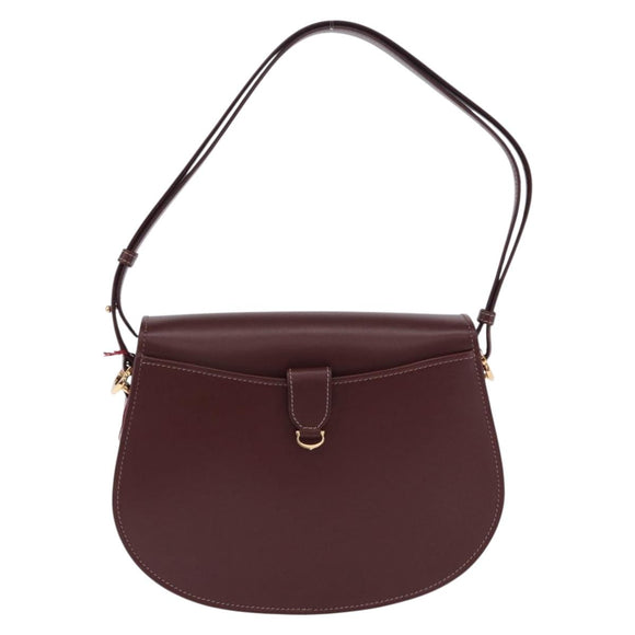 CARTIER Must Line Shoulder Bag Leather Bordeaux Gold Auth am12521V