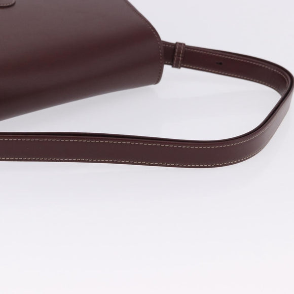 CARTIER Must Line Shoulder Bag Leather Bordeaux Gold Auth am12521V