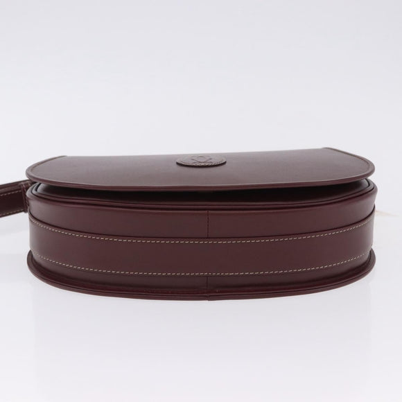 CARTIER Must Line Shoulder Bag Leather Bordeaux Gold Auth am12521V