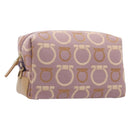 Salvatore Ferragamo Gancini Pouch Canvas Purple Gold Auth am12525V-1