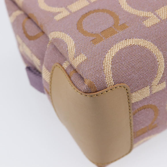 Salvatore Ferragamo Gancini Pouch Canvas Purple Gold Auth am12525V