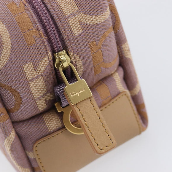 Salvatore Ferragamo Gancini Pouch Canvas Purple Gold Auth am12525V