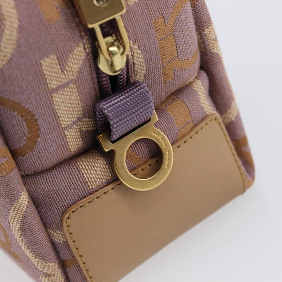 Salvatore Ferragamo Gancini Pouch Canvas Purple Gold Auth am12525V