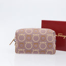 Salvatore Ferragamo Gancini Pouch Canvas Purple Gold Auth am12525V-12