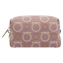Salvatore Ferragamo Gancini Pouch Canvas Purple Gold Auth am12525V-13