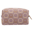 Salvatore Ferragamo Gancini Pouch Canvas Purple Gold Auth am12525V-2