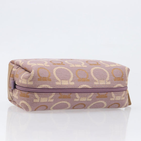 Salvatore Ferragamo Gancini Pouch Canvas Purple Gold Auth am12525V