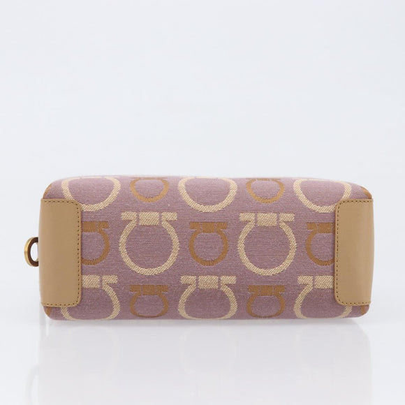 Salvatore Ferragamo Gancini Pouch Canvas Purple Gold Auth am12525V