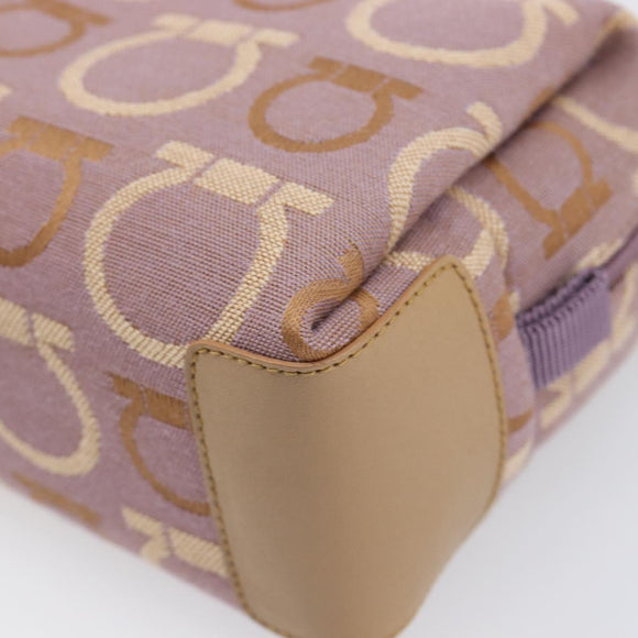 Salvatore Ferragamo Gancini Pouch Canvas Purple Gold Auth am12525V