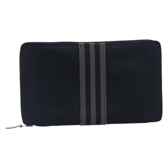 HERMES Fourre Tout Perth Wallet Cotton Black Silver Auth am12528A